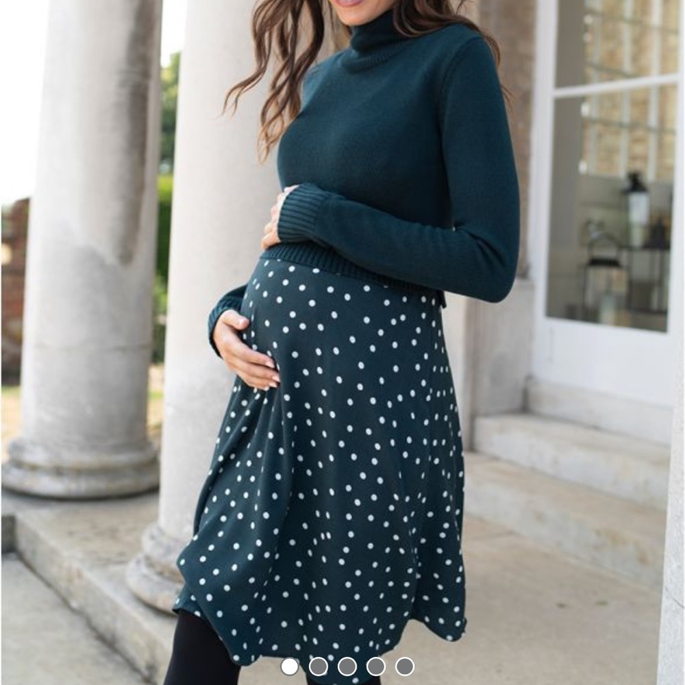 Seraphine Seraphine Green Polka Dot 2 in 1 Maternity & Nursing Dress size 14